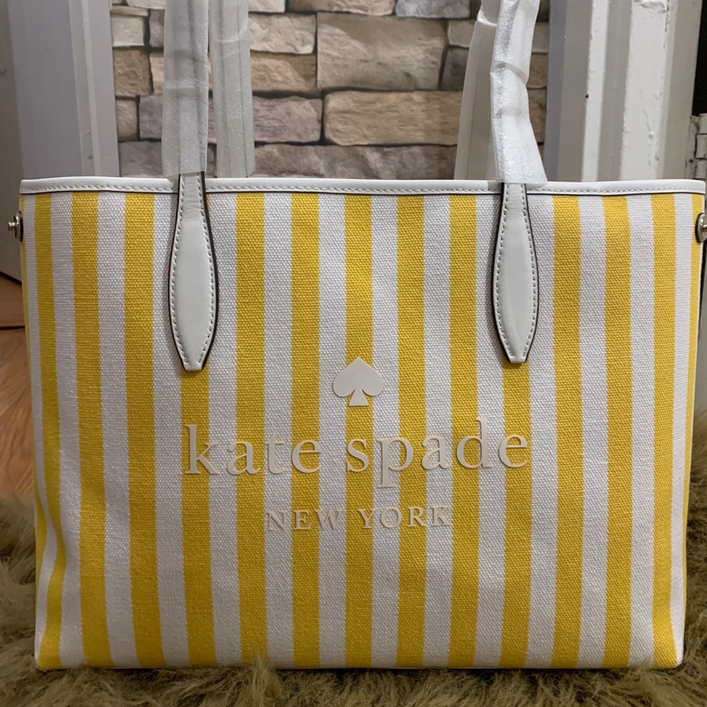 Authentic Kate Spade logo leather/Canvas zip tote